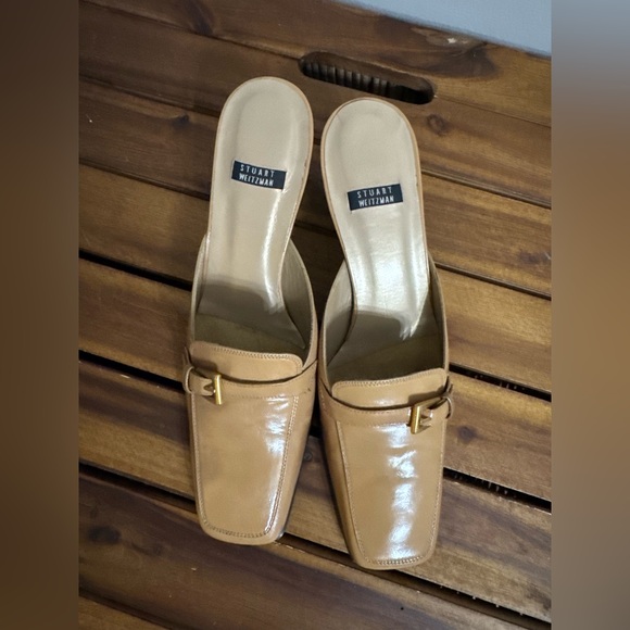 Stuart Weitzman loafer mules square tor. block heel size 7.5 - Picture 3 of 5